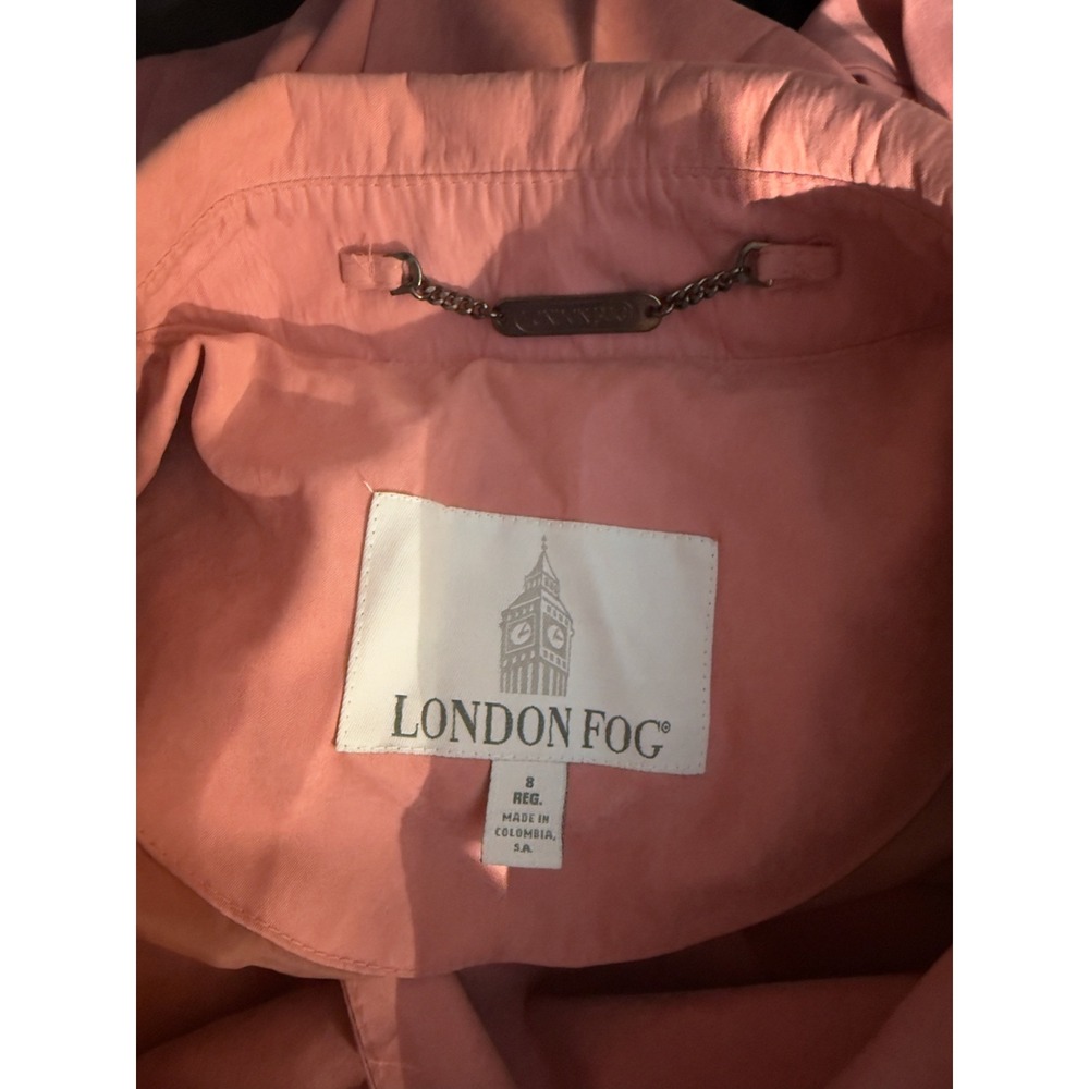 London Fog Pink Suede‎ Trench Coat Belted Classic Style Women's Size 8 - Picture 4 of 6